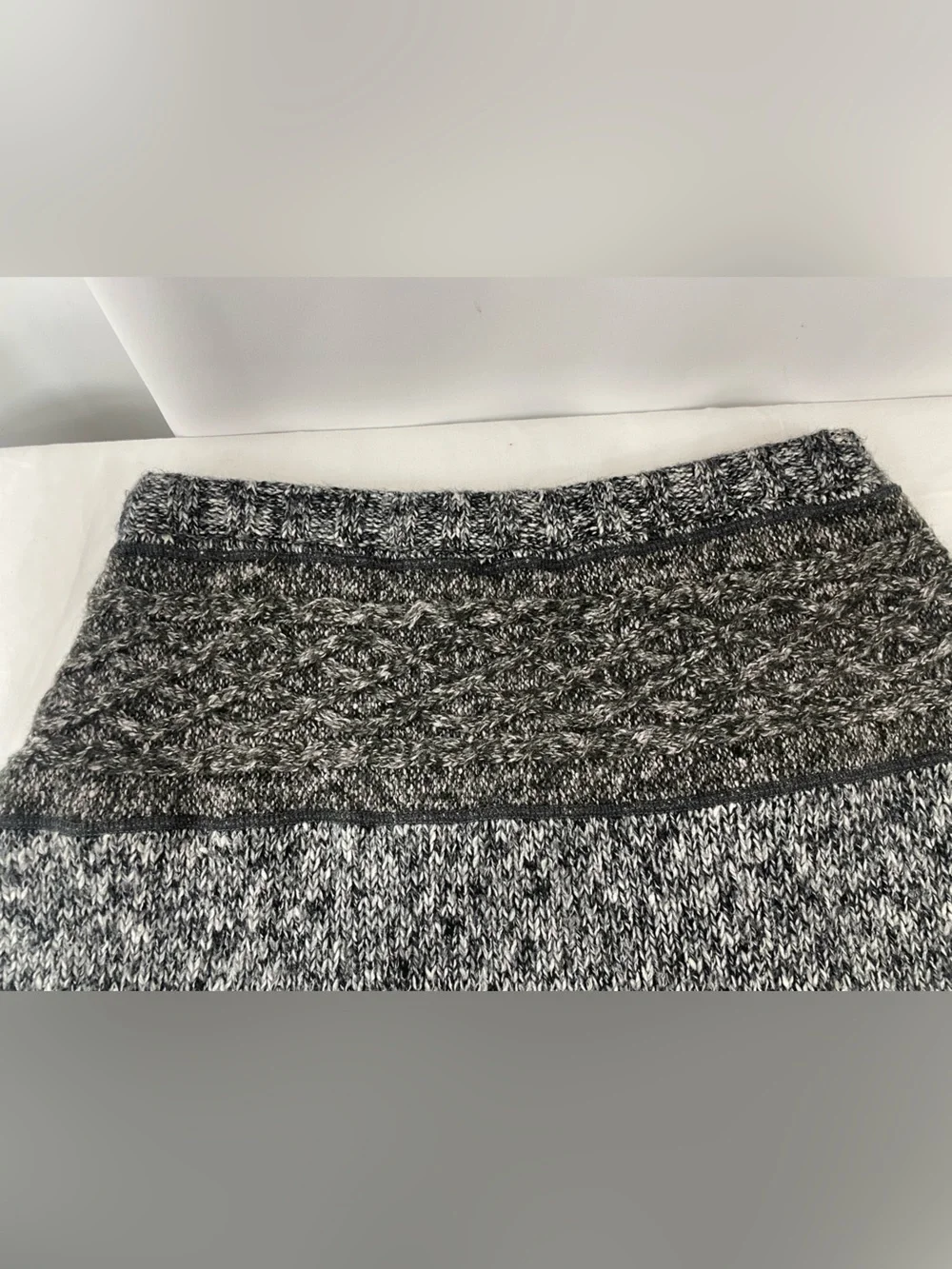PrAna Knit Sweater Skirt Gray Marled Knit Wool Mohair Blend Flare Hem Boho  M